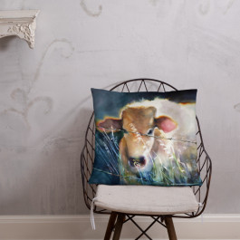 "Cows Grazing On The Valley" Basic Pillow