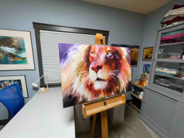 "He Will Roar Like a Lion" - Watercolor Print on Canvas